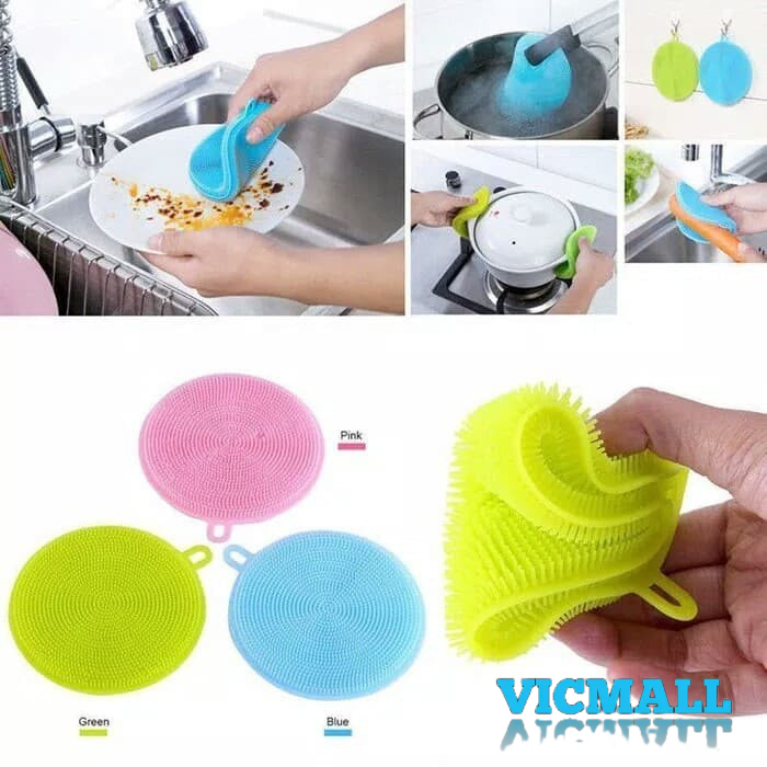 VICMALL - Spons Cuci Piring Anti Bakteri Silicone Silikon Karet