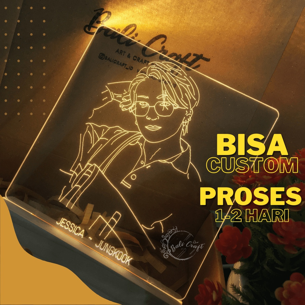 KADO ULANG TAHUN BTS - LAMPU LED ACRYLIC BTS LAMPU TIDUR/ MOOD LIGHT ACRYLIC BTS/ HIASAN MEJA BTS/ L