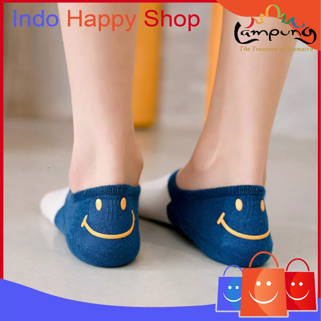 ⭐𝐈𝐇𝐒 𝟎𝟔𝟐 𝐋𝐚𝐦𝐩𝐮𝐧𝐠⭐️Kaos Kaki Wanita Motif Smiley Kaos Kaki Fashion Kaos Kaki Pendek Japanese Ankle Socks