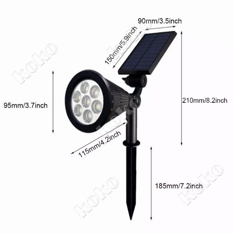 【local seller】Lampu Taman Tenaga Surya 7 LED Warna Warni Solar Cell Panel Lampu Sorot Super Terang Outdoor Lampu Energi Matahari Kebun Hias Sorot Tenaga Surya Sensor Matahari