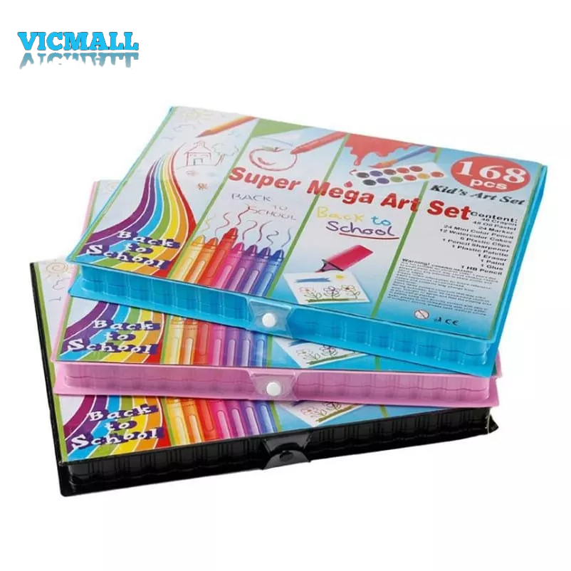 VICMALL - Crayon Set 168pcs / Krayon Mewarnai Anak 168pcs / Pensil Warna Set 168pcs