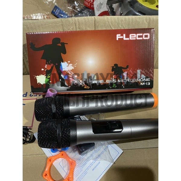 Microphone Wireless Double Fleco M-13 LED / Paket 2 Microphone Wireless 100℅