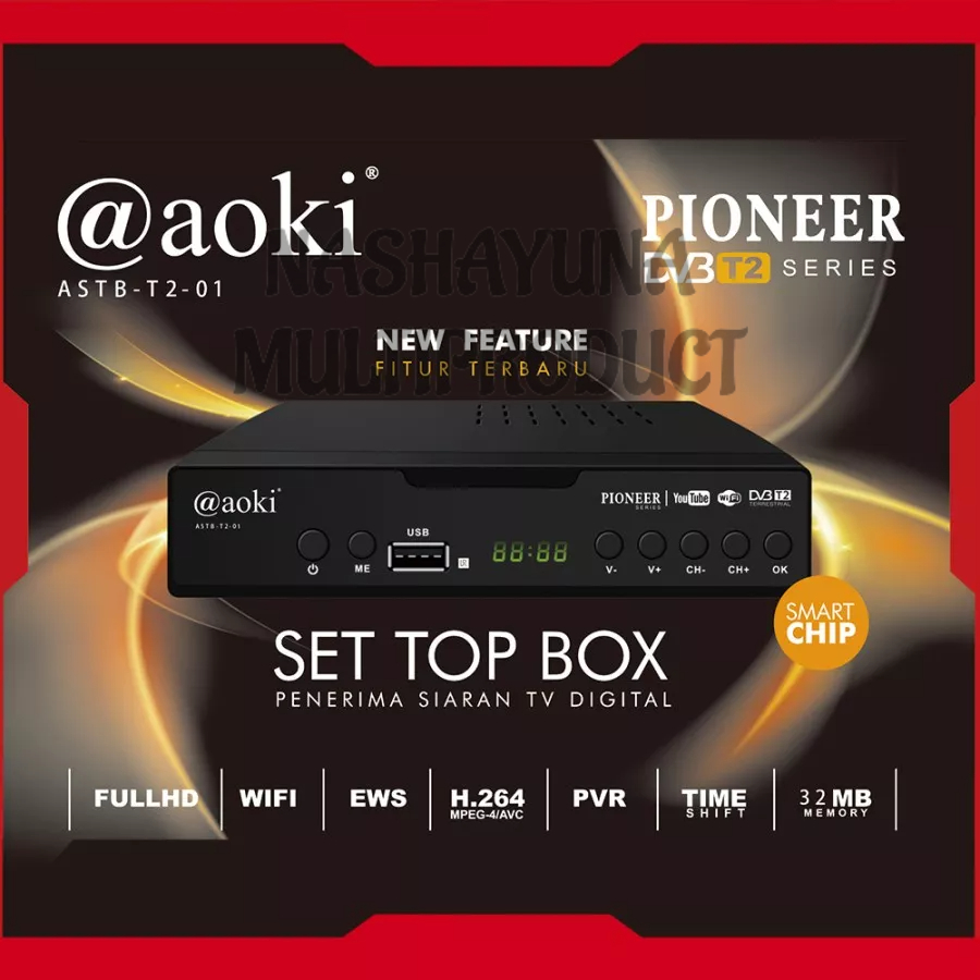 SET TOP BOX TV DIGITAL AOKI ASTB-T2-01 RECEIVER DVB-T2 PIONEER FITUR TERBARU