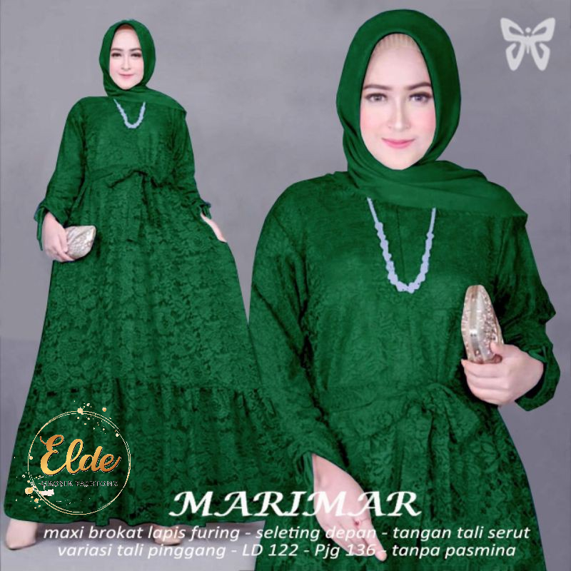 ELDE 5 - Marimar JUMBO DRESS L - XL - 3XL - 5XL Maxi GAMIS BRUKAT Jumbo lapis furing  MAXI Busui tangan serut