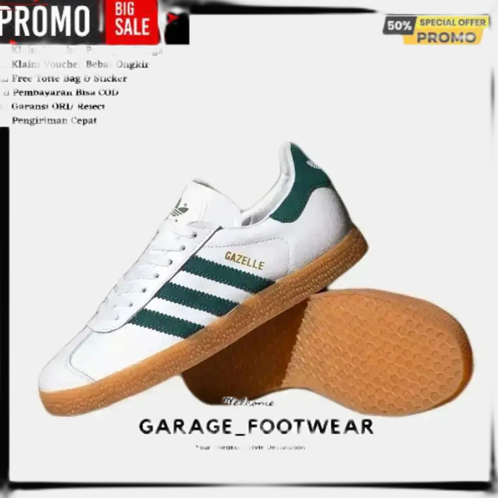 ADIDAS GAZELLE VINTAGE WHITE GREEN ORIGINAL