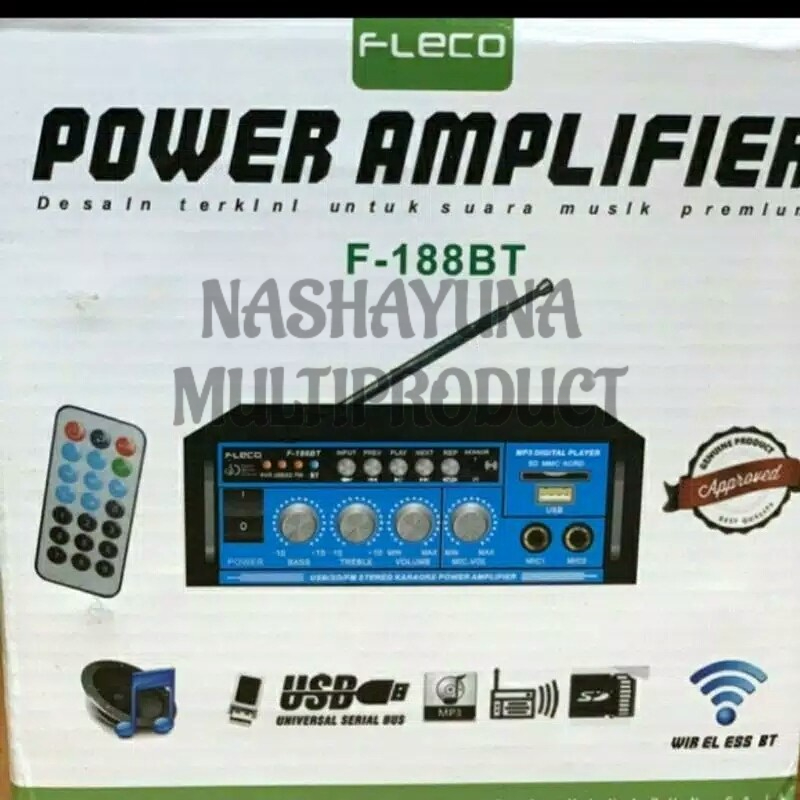 New Promo !!! Power Amplifier Fleco F-188BT Bluetooth USB Karaoke + Mp3 player + FM Radio