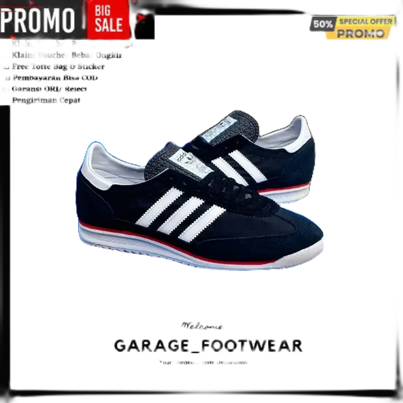 SALE ADIDAS SL 72 BLACK WHITE STRIP WHITE ORIGINAL 100% - SEPATU ADIDAS ORIGINAL 100% - ADIDAS ORIGI
