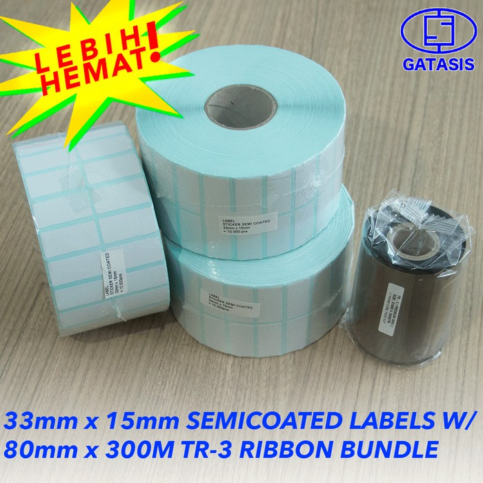 

Paket Label Barcode Semicoated Ukuran 33mm x 15mm 2 baris dengan Ribbon Wax