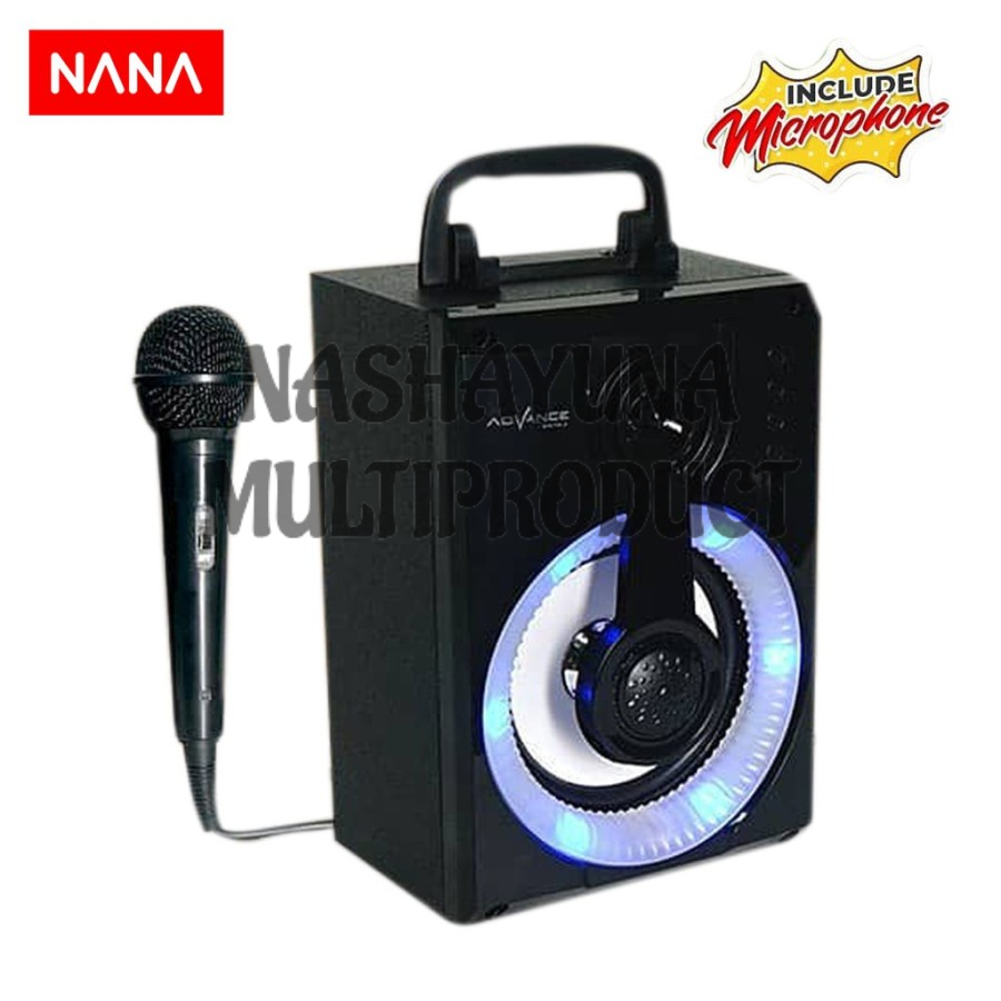 Speaker Bluetooth Portable ADVANCE S-50 / Speaker Karaoke Plus Mic ADVANCE S-50 Input Usb-Aux-Sd Card-Fm Radio Suara Ngebass