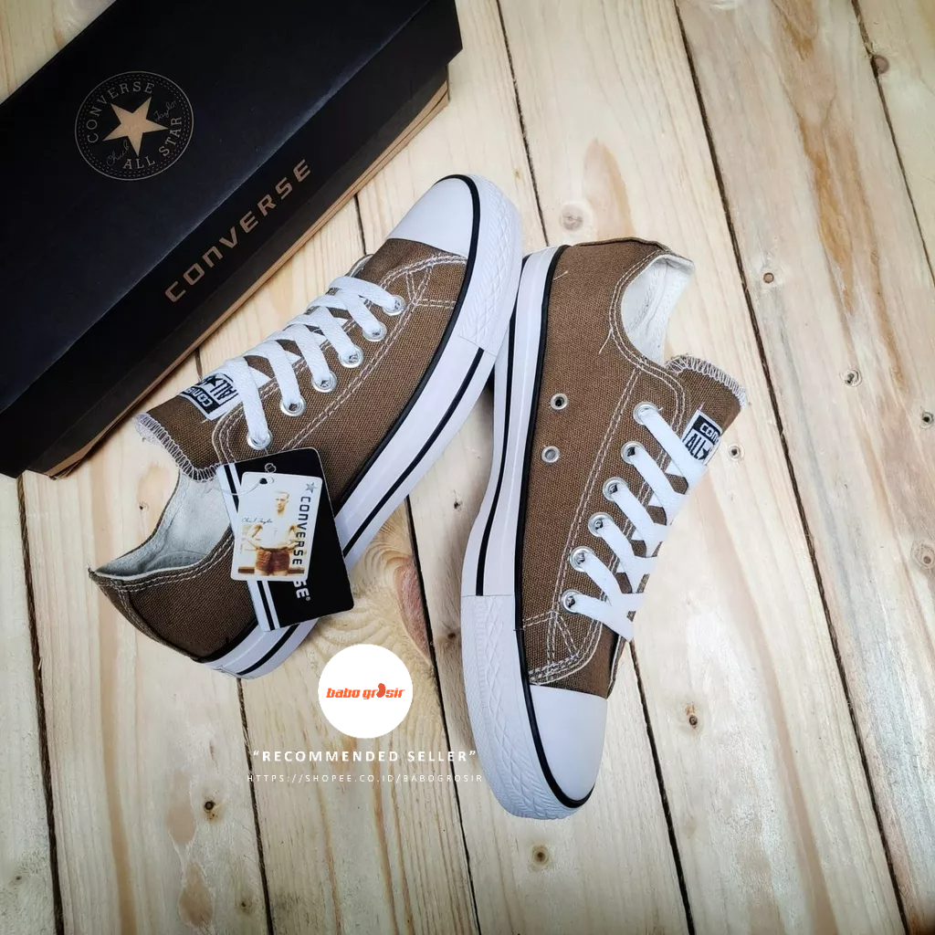 PROMO Sepatu Converse Chuck Taylor OX Classic Brown, Upper Kanvas, Tapak Rubber, Premium Import Quality Tag Made in Vietnam