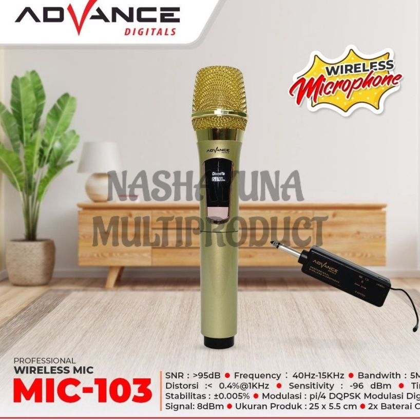 MICROPHONE WIRELEES ADVANCE MIC-103 MIC VOCAL/MIC TANPA KABEL KUALITAS TERBAIK