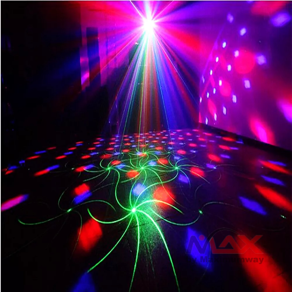 Emslaser Proyektor laser plus Magic ball ikut alunan musik lampu panggung komplit untuk Disco DJ pesta lampu sorot RGB Mini DJ Disco Laser Light KTV Projector Torch LED Crystal Strobe Stage Effect Wedding Xmas Holiday Party Remote Control Lamp