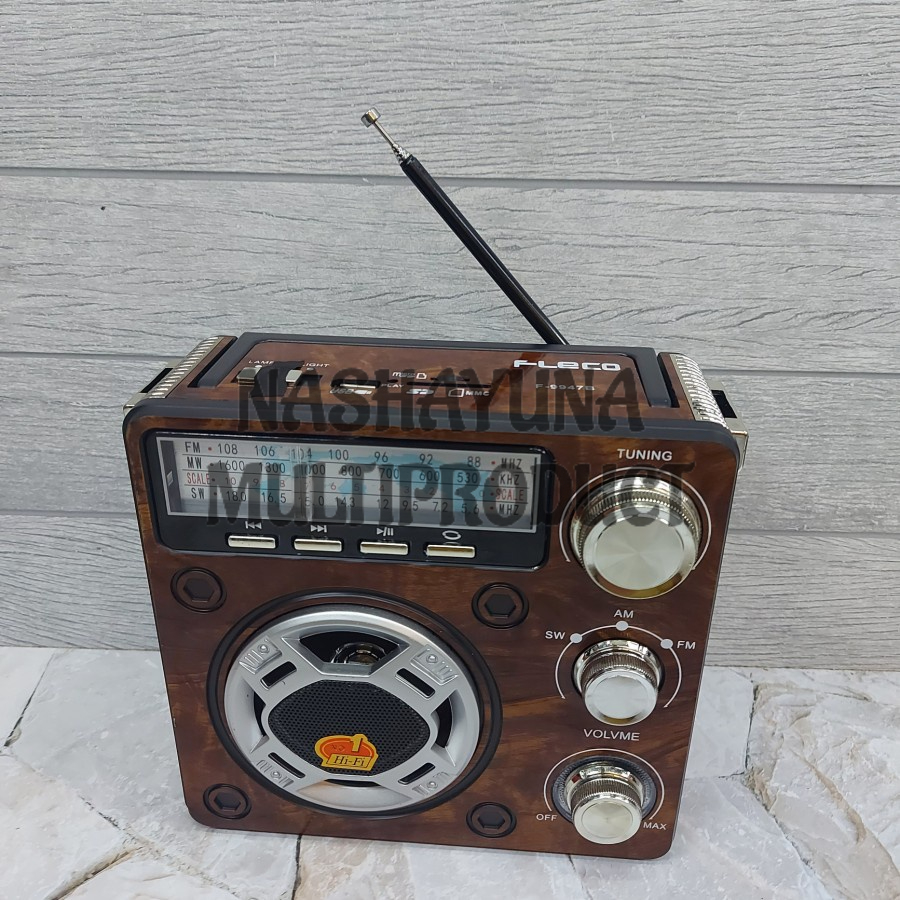 [BAYAR DITEMPAT] RADIO BLUETOOTH PORTABLE FLECO F-9947B RADIO MODEL KLASIK 3 BAND KUALITAS TERBAIK