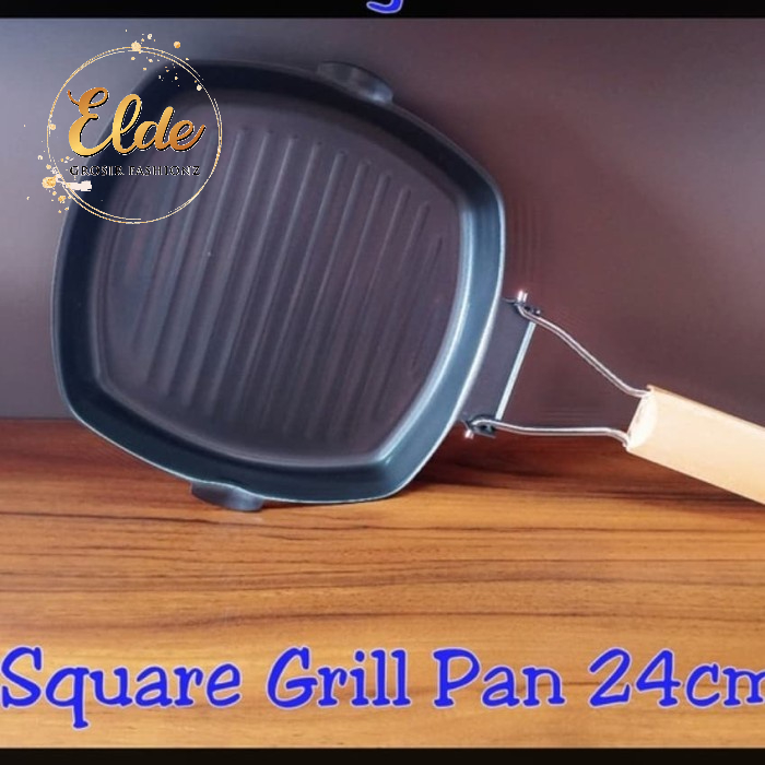 ELDE 1 - PANCI PEMANGGANG SQUARE GRILL PAN / PANCI LIPAT / Wajan Lipat Serbaguna Teflon Panggangan / ALAT BAKAR SATE BBQ Steak