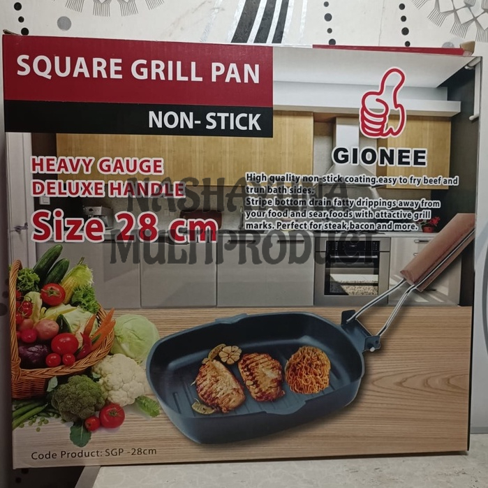 [BAYAR DI TEMPAT] SQUARE GRILL PAN UKURAN 20-24-28 CM WAJAN UNTUK PANGGANG SIMPLE DAN ANTI LENGKET