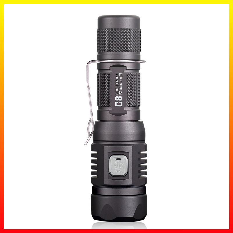 Tactical Senter LED Portabel Luar Ruangan Cahaya Kuat 1200 Lumens Baterai 18650 Waterproof IPX-8 JETBeam C8 Pro - JBFL26BK