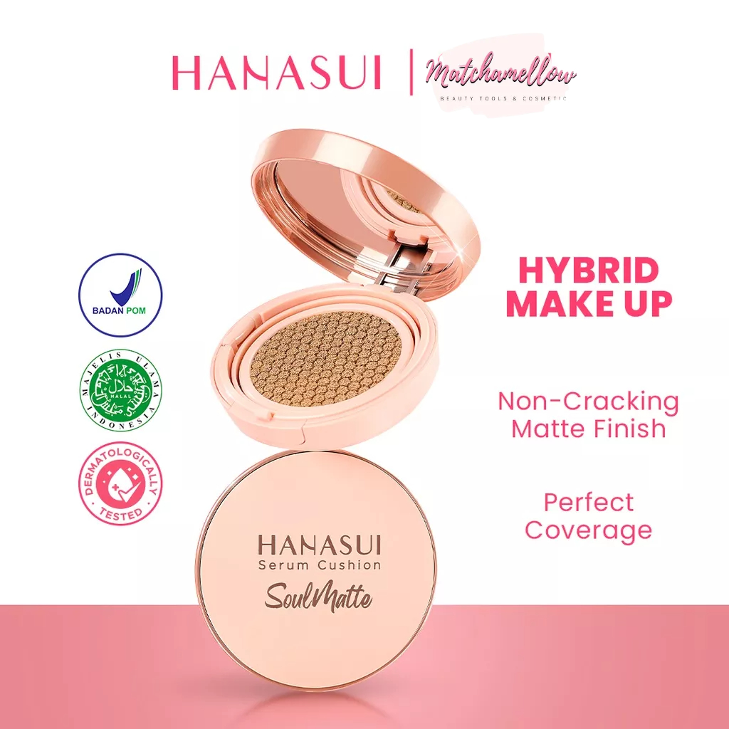 ❄️MATCHA❄️ HANASUI SERUM CUSHION SOULMATTE -BB CUSHION CREAM TOTAL COVER ORIGINAL