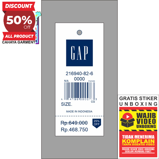 

GAP LABEL TAG HANGTAG SUPER PREMIUM CO 1X DI KIRIM 600PCS