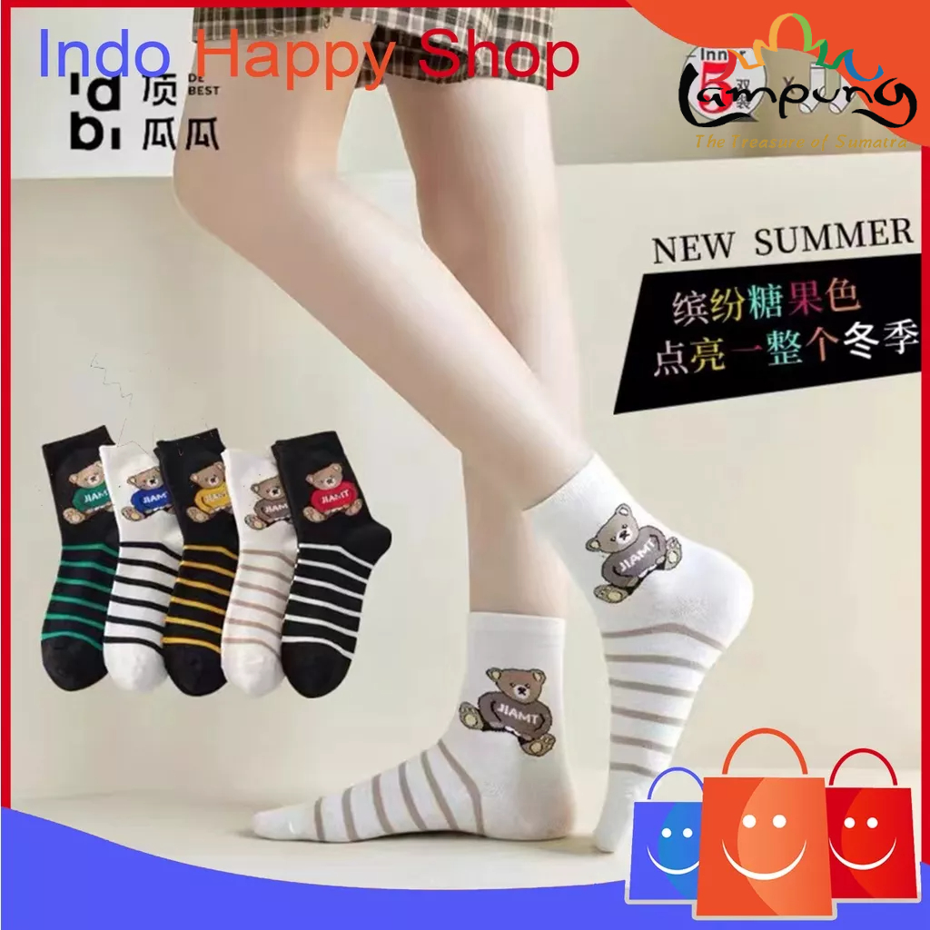 ⭐️𝐈𝐇𝐒 𝟗𝟐𝟎 𝐋𝐚𝐦𝐩𝐮𝐧𝐠⭐️Kaos Kaki Pria Wanita Panjang Setinggi Betis Motif Beruang New Summer Bear Socks