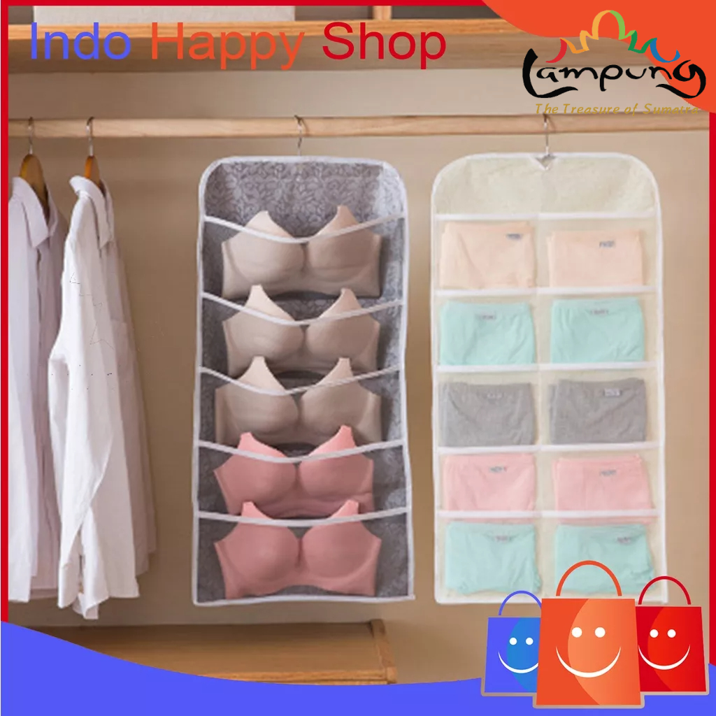 ⭐️𝐈𝐇𝐒 𝟐𝟓𝟎 𝐋𝐚𝐦𝐩𝐮𝐧𝐠⭐️Tempat Penyimpanan Bra Celana Dalam Gantungang Pouch Storage Hanging Bag Dua Sisi