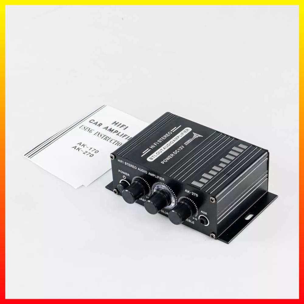 Amplifier Penguat Audio Mini Lampu LED Treble Bass Booster 2-channel HiFi Stereo 12V Lepy AK-270 - 7RSKD9BK