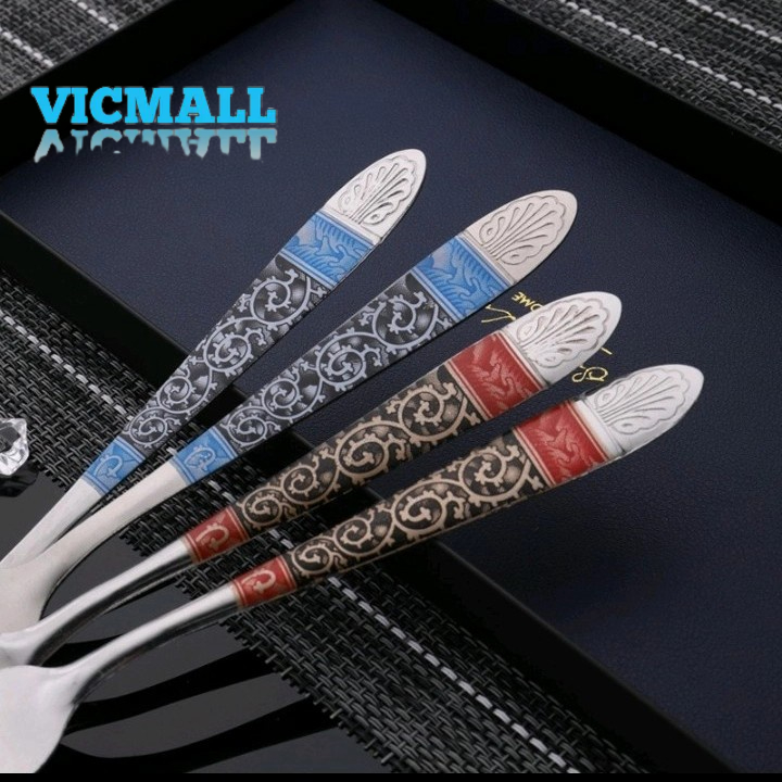 VICMALL - Sendok Garpu Makan Batik Stainess 1lusin 12buah / Stainless Steel