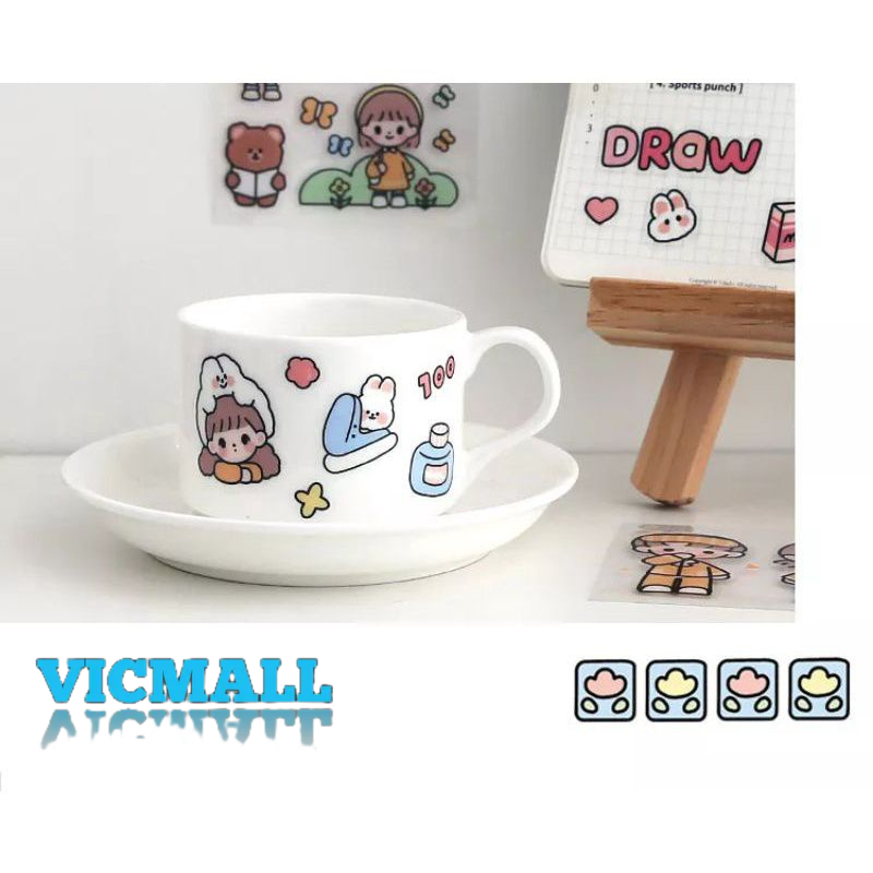 VICMALL - Stiker 3D Stiker 2D / Stiker Aesthetic Design DIY/ Sticker botol minum 2D plastik anti air / Buku Diary Stiker Motif/Stiker Anti Air Botol Hp Laptop Lucu