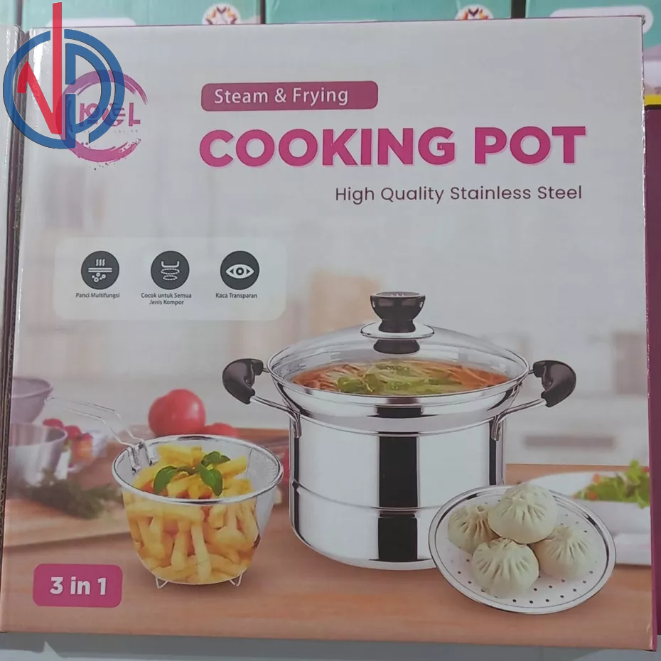 PANCI NOODLE POT 3 In 1 PANCI SERBAGUNA PANCI 3 IN 1 PANCI GORENG REBUS PANCI KUKUS PANCI STAINLESS PANCI MIE FREE PACKING BUBBLE VD