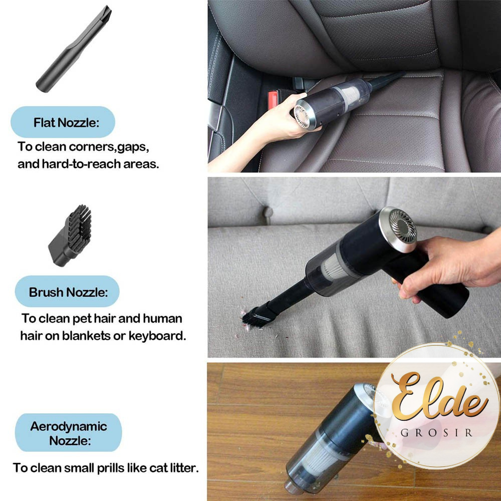 ELDE -  Penyedot Debu Mini Mobil Vacuum Cleaner 2in1 / Wireless Car Vacuum Cleaner Portable vacum mobil