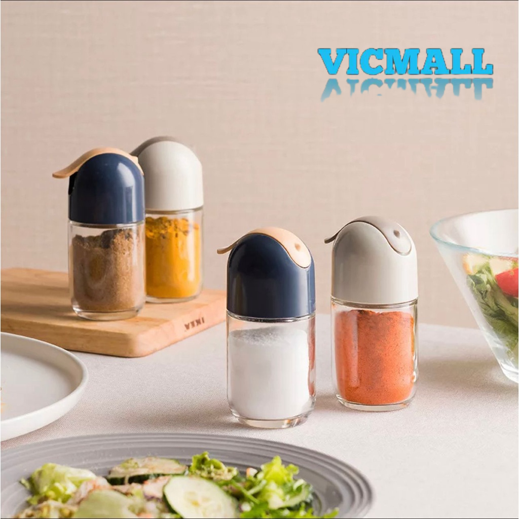 VICMALL - TEMPAT BUMBU / BOTOL BUMBU DAPUR Toples bumbu kaca / TEMPAT KOPI GULA BAHAN KACA + TUTUP KEDAP UDARA SERBAGUNA