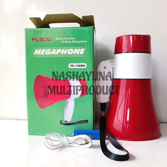 MEGAPHONE/PENGERAS SUARA FLECO YC-130RU GRATIS BATRAI DAN CAS MANY FUNCTION FOLDING MEGAPHONE