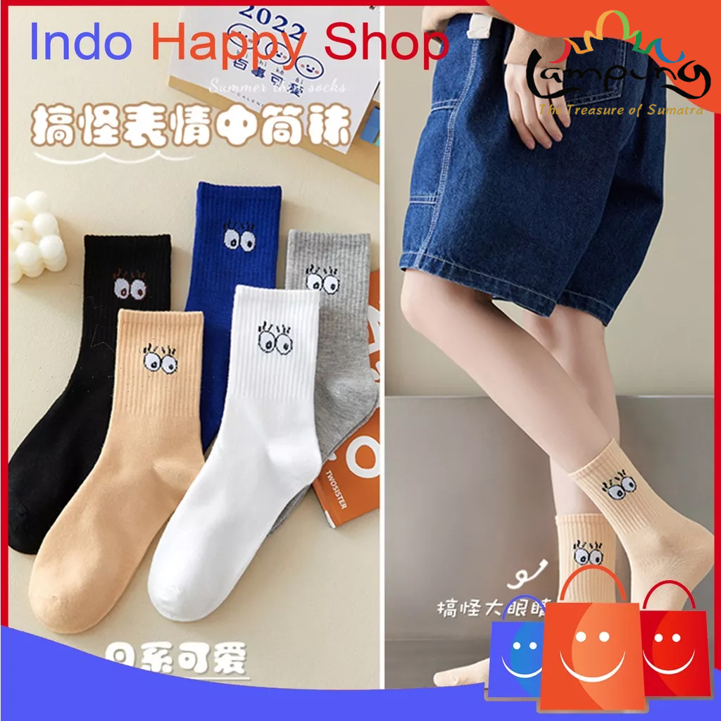 ⭐️𝐈𝐇𝐒 𝟗𝟖𝟖 𝐋𝐚𝐦𝐩𝐮𝐧𝐠⭐️Kaos Kaki Pria Wanita Motif Bola Mata Kaos Kaki Sekolah Kantor Sport Panjang Fashion Korea