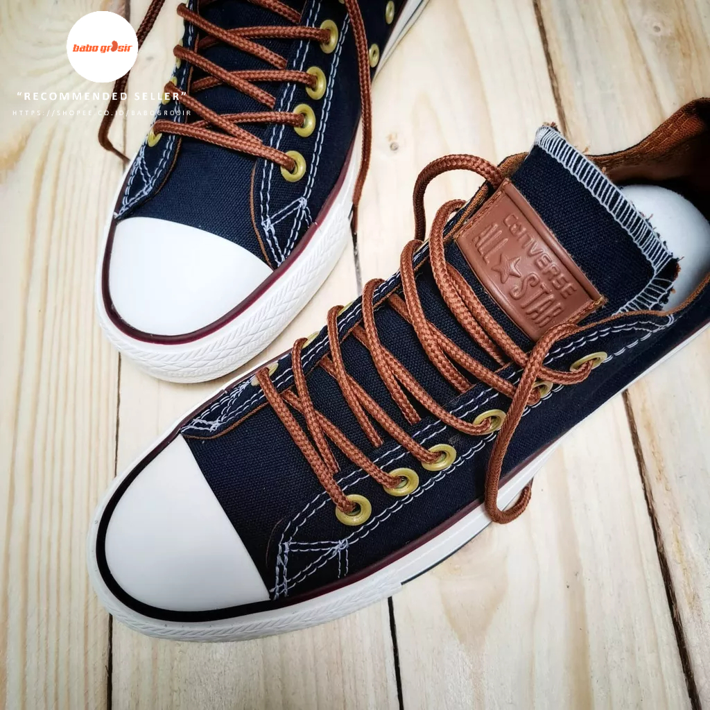 PROMO Sepatu Converse Chuck Taylor Classic Peached OX Navy, Upper Kanvas, Tapak Rubber, Premium Import Quality Tag Made in Vietnam