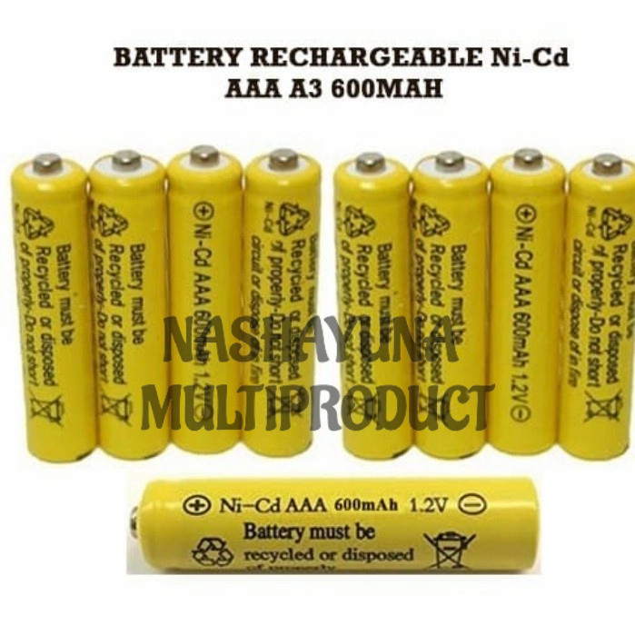 New !!! Batrei Rechargeable AAA Ni-CD 600 mAh 1.2V Bisa Isi Ulang Tahan Lama Berkualitas Terbaik