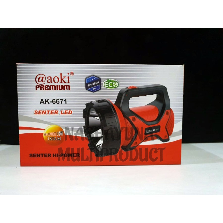 Promo Terbaru!!! Senter AOKI Premium AK-6671 Senter LED Jumbo 15 Watt Berkualitas