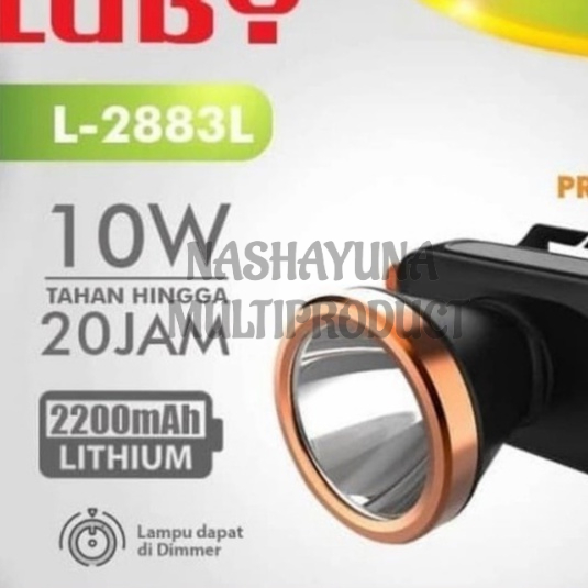 Senter Kepala Super Terang LED Luby Senter Kepala L-2883L Lampu Warna Putih 10Watt Tahan Hingga 20 Jam