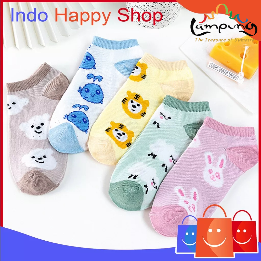 ⭐️𝐈𝐇𝐒 𝟖𝟕𝟓 𝐋𝐚𝐦𝐩𝐮𝐧𝐠⭐️Kaos Kaki Wanita Pria Motif Animal Import Kaos Kaki Pendek Ankle Socks Unisex Fashion Korea