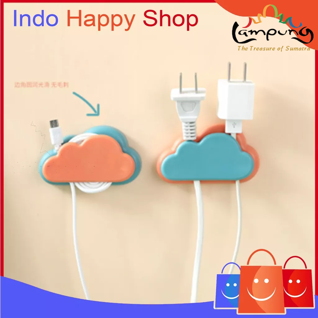 ⭐️𝐈𝐇𝐒 𝟔𝟏𝟕 𝐋𝐚𝐦𝐩𝐮𝐧𝐠⭐️Gulungan Kabel Tempel Dinding Bentuk Awan Klip Cable Holder Double Sided Paste Double Plug Winding
