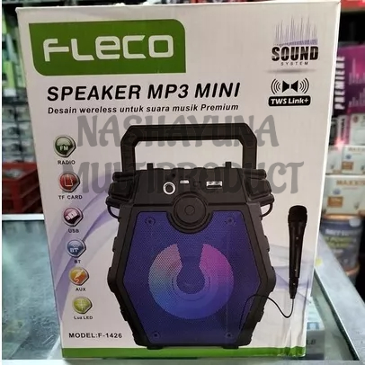 SPEAKER BLUETOOTH PORTABLE FLECO F- 1426 MP3/AUX/RADIO/LED GRATIS MICROPHONE