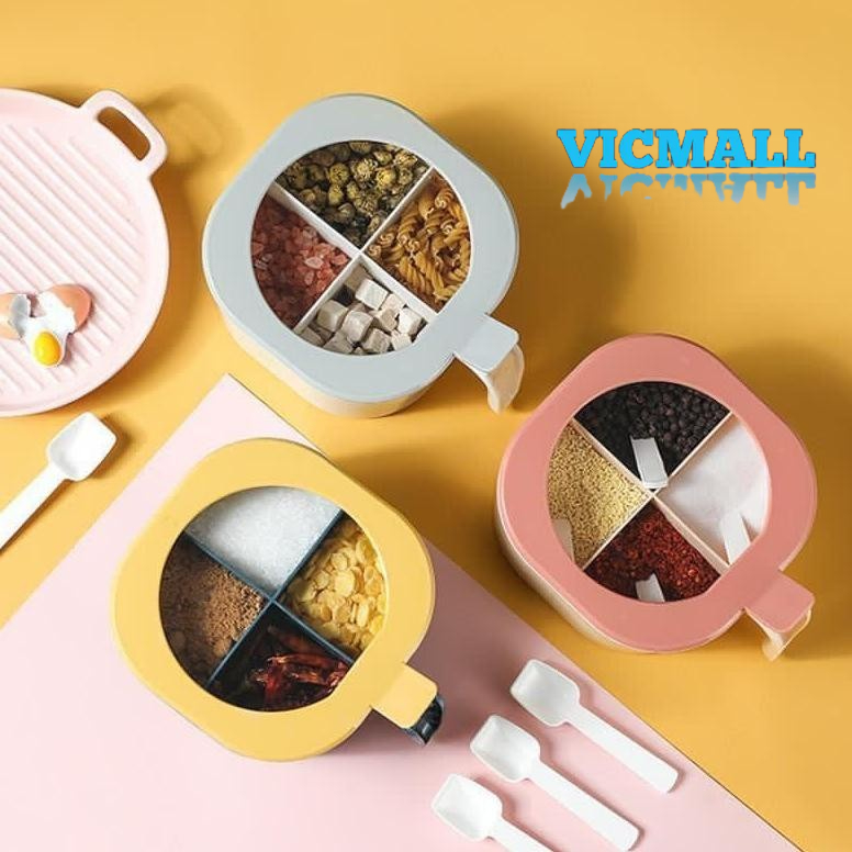 VICMALL - Tempat Kotak Bumbu Serbaguna 4 Skat Tempat Bumbu Dapur Serbaguna