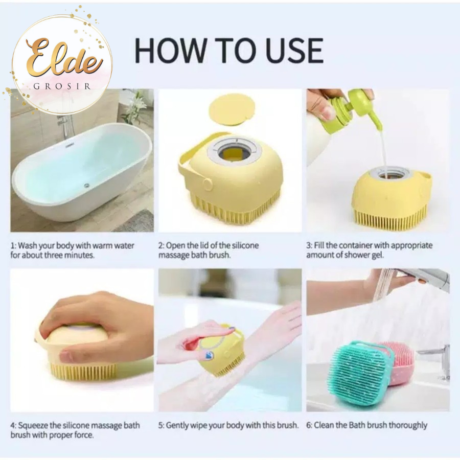 ELDE - Sikat Mandi Dispenser Silikon Brush Shower / sikat mandi serbaguna