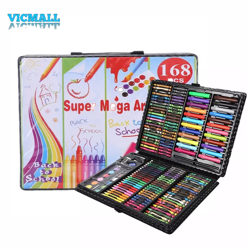 VICMALL - Crayon Set 168pcs / Krayon Mewarnai Anak 168pcs / Pensil Warna Set 168pcs