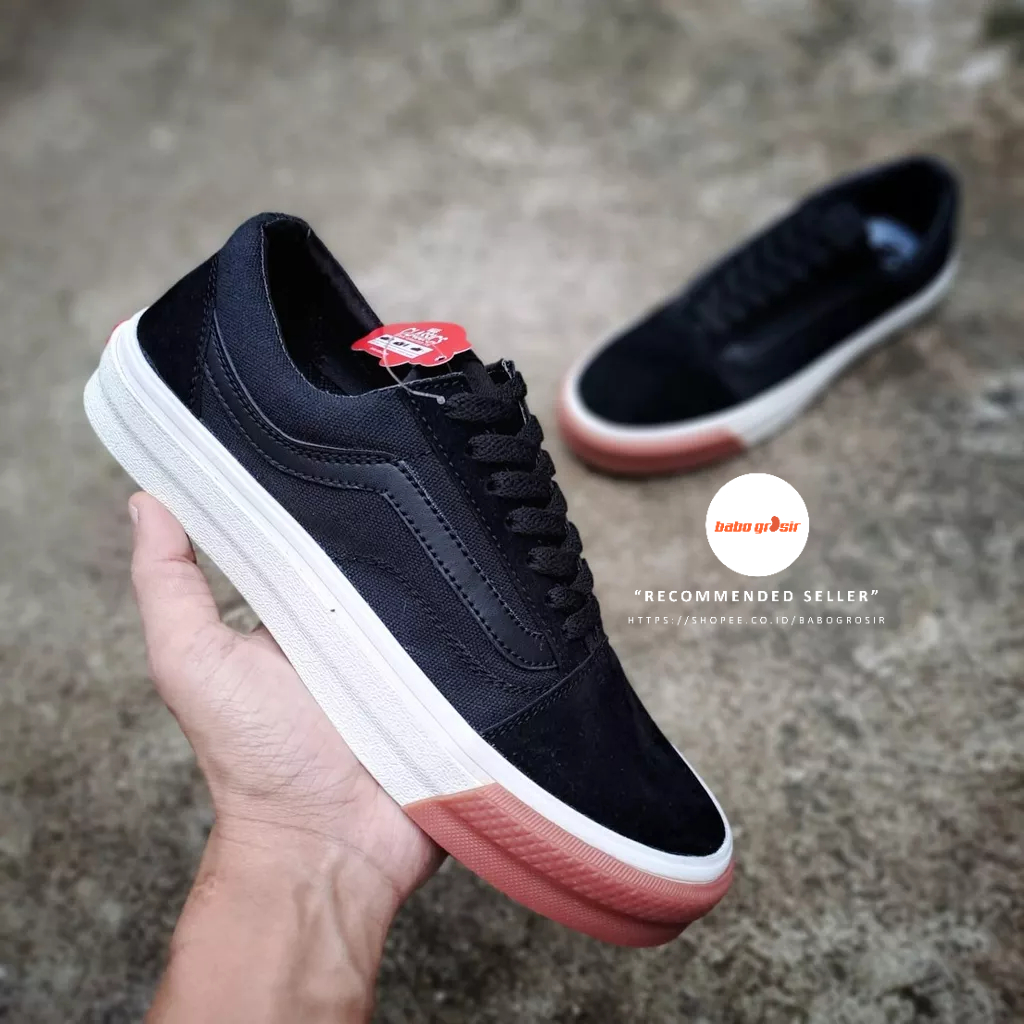 PROMO Sepatu Sneakers Pria Wanita | Vans Oldskool Black White Bump Gum Premium Import Quality Include Box, Waffle DT Anti Slip, Harga Termurah