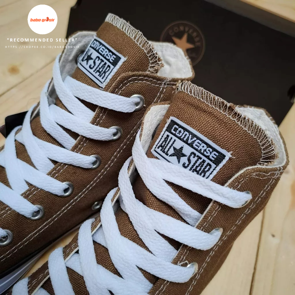 PROMO Sepatu Converse Chuck Taylor Classic High Brown, Upper Kanvas, Tapak Rubber, Premium Import Quality Tag Made in Vietnam