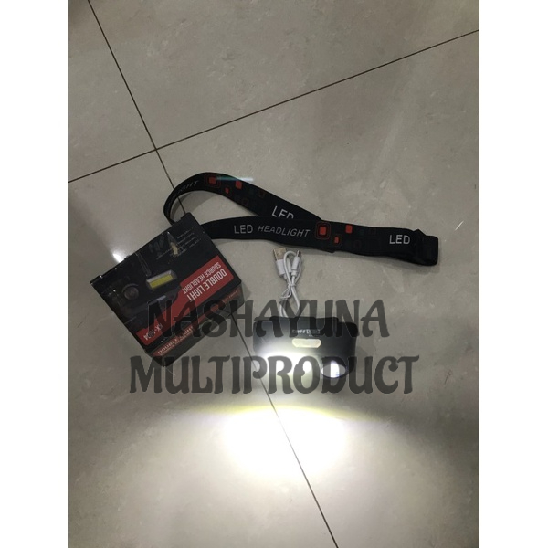 Headlamp Flashlight Headlight LED 3 Modes COB - KX-1804 - Blak - Baterai 8000mAh