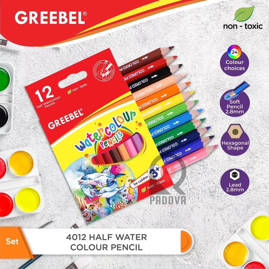 

Pensil Warna Watercolour Greebel 12 Warna (HALF)