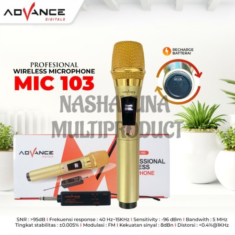 MICROPHONE WIRELEES ADVANCE MIC-103 MIC VOCAL/MIC TANPA KABEL KUALITAS TERBAIK