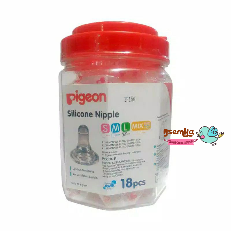 ORIGINAL ASLI Karet DOT NIPPLE PIGEON TOPLES 18pcs S/M/L silicone