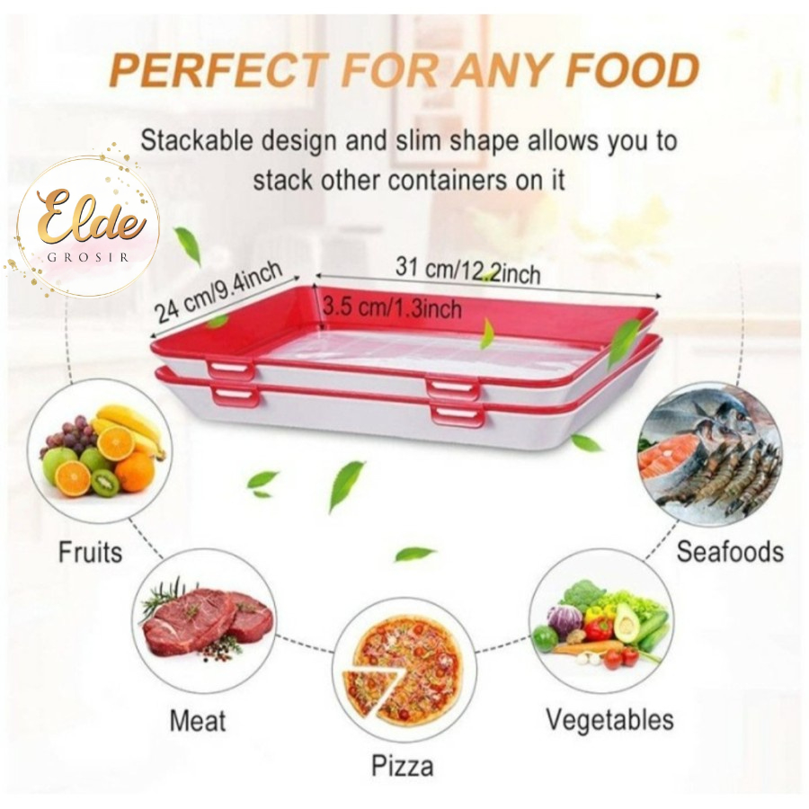 ELDE - Wadah Tempat Penutup Makanan Silikon Vacum Tray Food Fresh