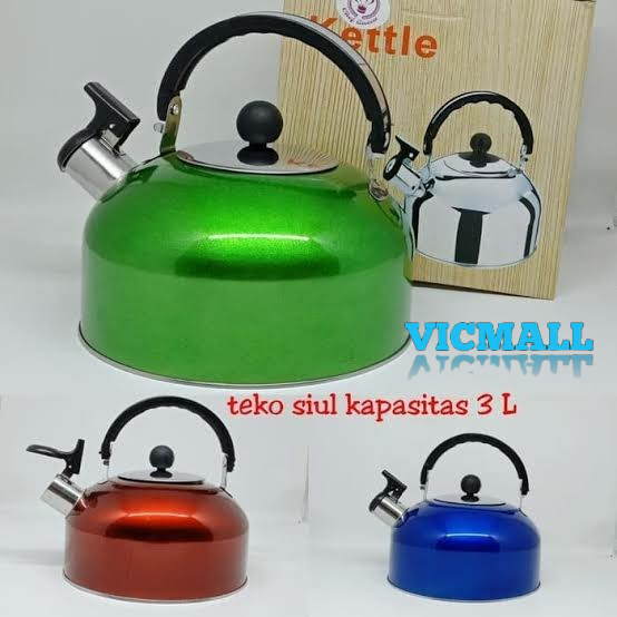 VICMALL - Teko Siul / Teko Air / Teko Stainless / Teko Bunyi Siul Stainless Ceret Warna Stainless Anti Karat, Kettle Ketel Pemanas Air 3 Liter, 4 Liter, 5 Liter, 6 Liter / Teko Penguin Stainless Stell